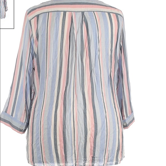 JONES NEW YORK STRIPED WRAP BLOUSE - Picture 2 of 7